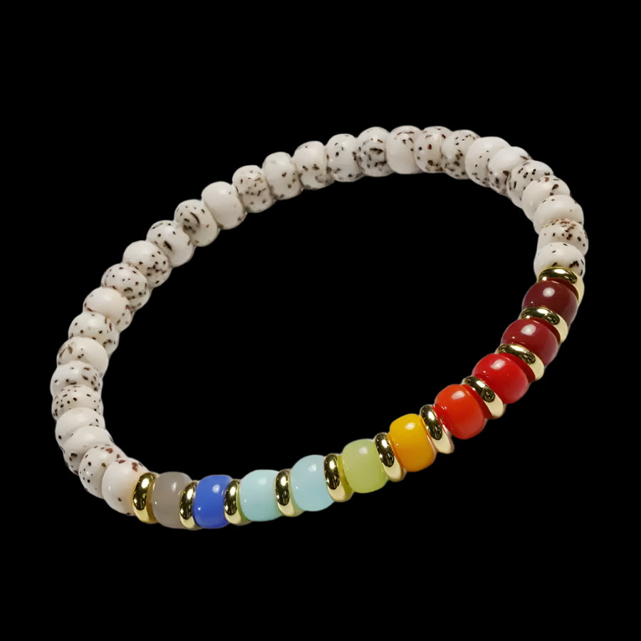 Tibetan Mini Star Moon Bodhi Bracelet with Rainbow Gemstones