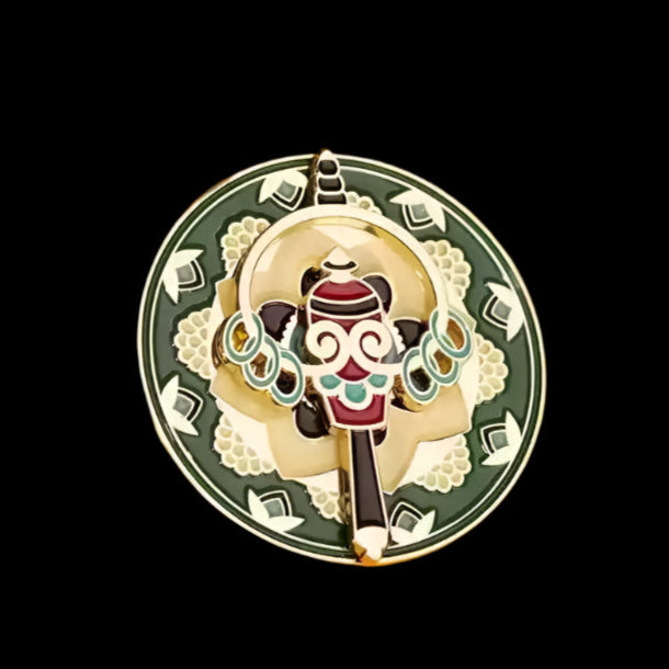 Tibetan Prayer Wheel Fridge Magnet - Rotating Zinc Alloy with Enamel Detail