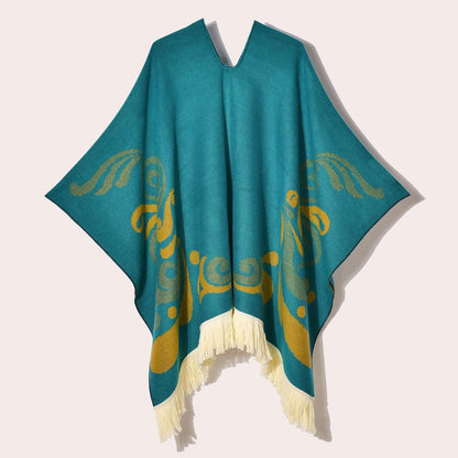 Tibetan Ethnic Fringed Shawl Cape – A Blend of Tradition and Spiritual Elegance