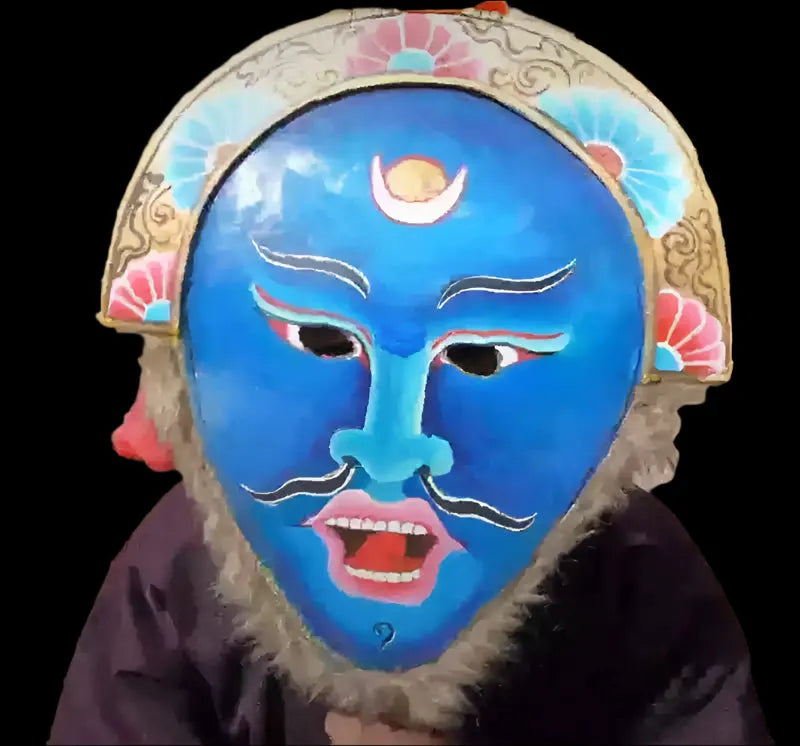 Traditional Tibetan Mask from Lithang Tibetan Opera - Handcrafted Kham Tibetan Drama Masks