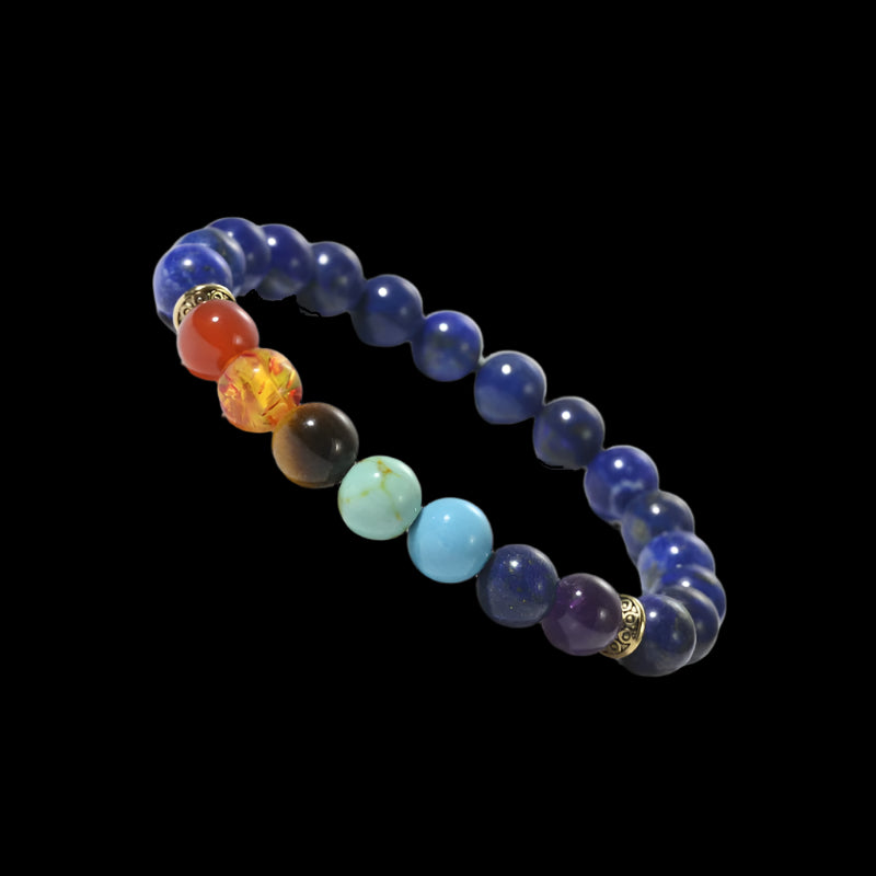 Tibetan Mala Bracelet with 7 Chakra Stones – Amethyst & More