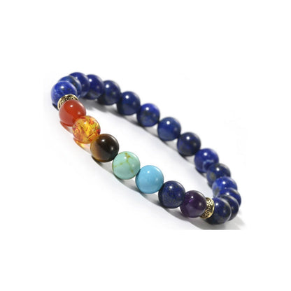 Tibetan Mala Bracelet with 7 Chakra Stones – Amethyst & More