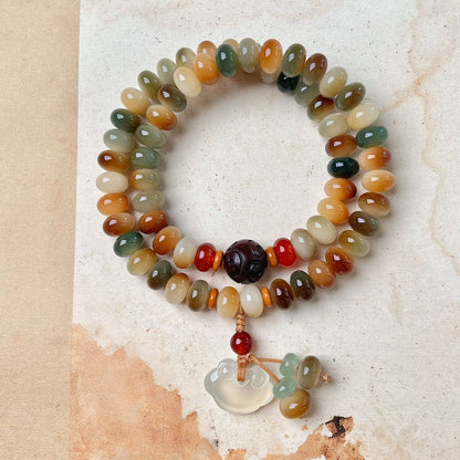 Tibetan Bodhi Seed Double Wrap Bracelet with Peace Lock Charm