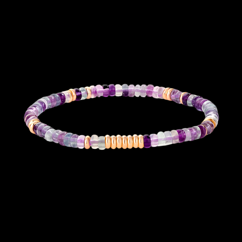 Tibetan Crystal Bracelet – Aventurine, Amethyst, Fluorite, Jade & Gold