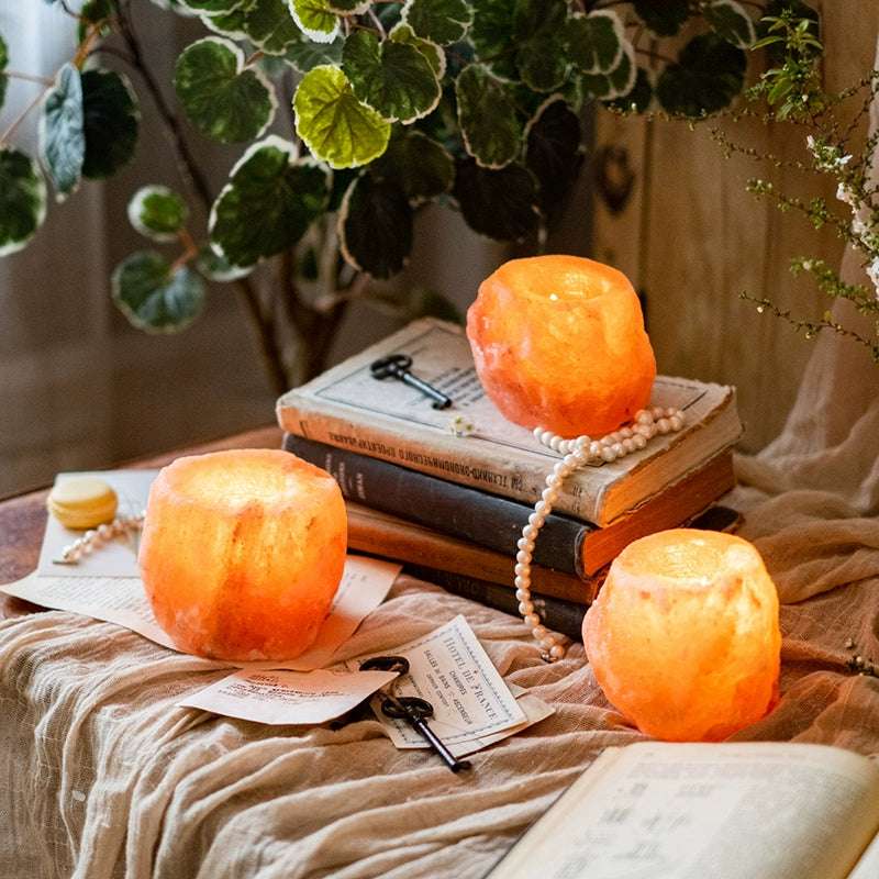 Himalayan Rose Rock Salt Candle Holder - Natural Pink Crystal for Relaxation & Wellness