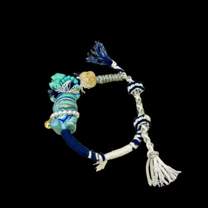 Funky Punky® Tibetan Bear Charm Bracelet with Magnesite, Bodhi Root & Silk Cord