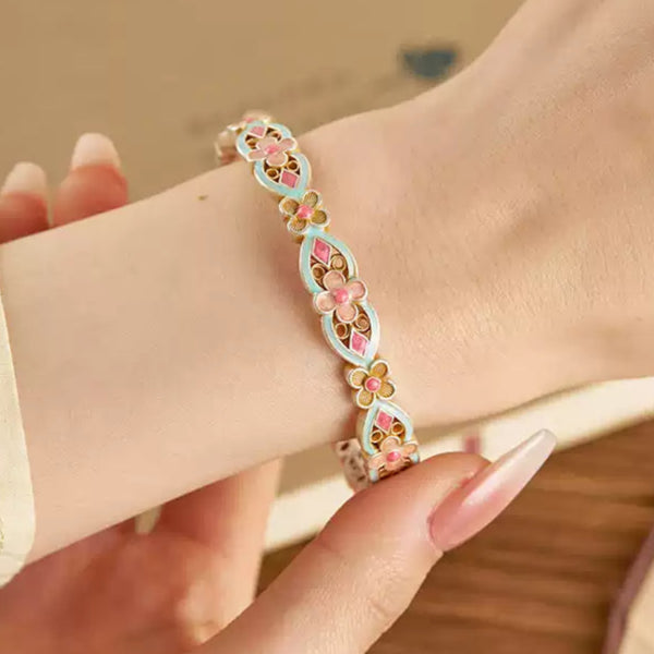 Garden of Empresses® Cloisonné Flower Bracelet with Filigree Detail