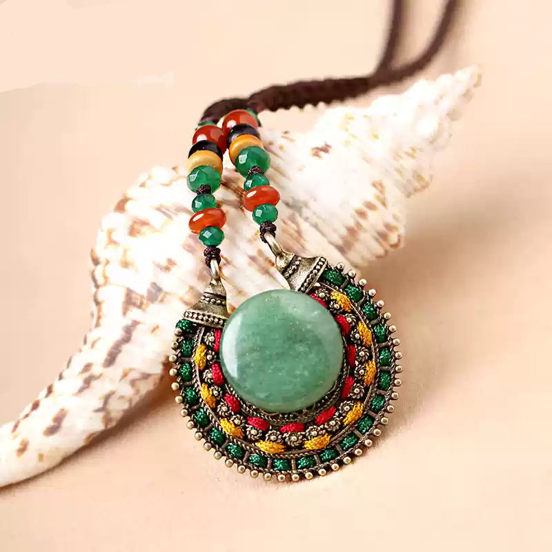 Eastern Jade Tibetan Handmade Woven Necklace