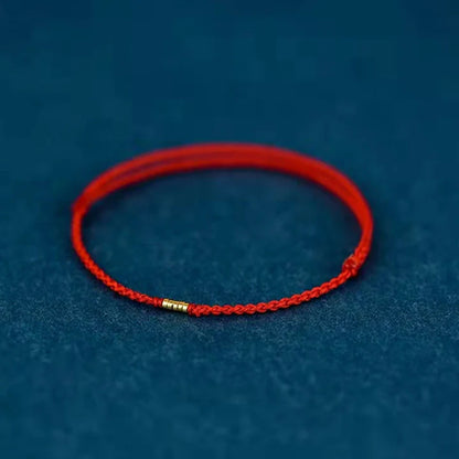 Chinese Blessing Bracelet - Braided Nylon with Sand Gold Beads for Luck & Protection