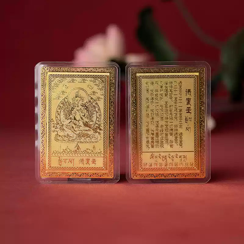 Zachilhamo Gold Foil Amulet Card – Tibetan Wealth Protection Talisman