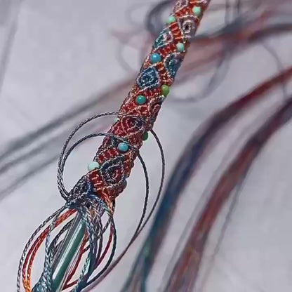 Tibetan Endless Knot Bracelet with Turquoise & Coral Beads